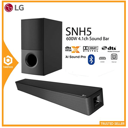 LG SNH5 600W 4.1Ch Sound Bar - Sound Control - TV Sound Sync LG Subwoofer
