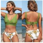 Bikini Sets Swimsuit Mid-Waist Women Sexy Lace Up