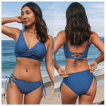 Bikini Sets Swimsuit Mid-Waist Women Sexy Lace Up