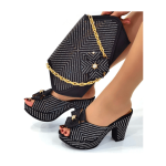 Latest Fashion Italian Shoe and Bag Set For party - Black