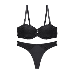New Design Women's sexy thong bra & Panty set - Black