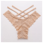 Sexy Thong Women's Low Waist See-Through Panties - Apricot