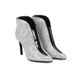 Women Bling Sequin Ankle Boots High Heel - Silver