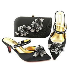 mature style pumps for party Shoe and bag set - black