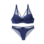 Nouvelle Seamless Sexy Lace Underwear Brief Set - Blue