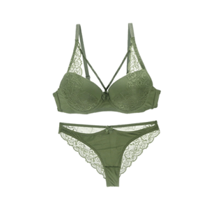 Nouvelle Seamless Sexy Lace Underwear Brief Set - Green