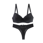 Sexy Bra and Pant Set Intimates Lace Thongs - Black