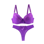 Sexy Bra and Pant Set Intimates Lace Thongs - Purple