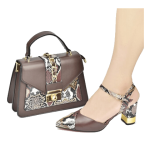 New Design Italian Shoe and Bag Set for Party  - Coffee