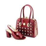 Italian Party Ladies Shoe and Bag Set for Women - Wine Red