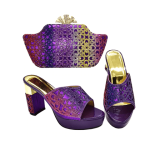 Decorated Women Party Shoes and Bag Set - Purple