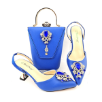 Women Beautiful Italian Shoes with Matching Bag - Blue