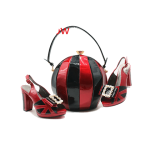 Elegant Women Party Matching Shoes and Bag - Black Wine