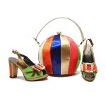 Elegant Women Party Matching Shoes and Bag - Green Gold