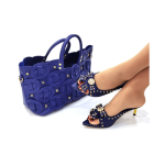 Women Fashionable Italian Shoes and Bag Set - Blue