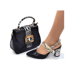 African Women Shoes and Bags Set For Party - Black
