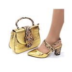 African Women Shoes and Bags Set For Party - Gold