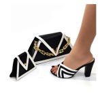New Fashion Italian Shoes With Matching Bag - Black