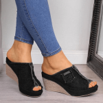 Stylish Summer Ladies Shoes With Heels Sandals - Black