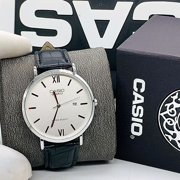 casio 2 CASIO Simple Quality Leather Analog Wristwatch