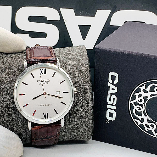 casio 3 CASIO Simple Quality Leather Analog Wristwatch