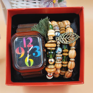 Colorful Wristwatch and Hand Bead Set