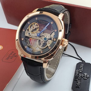 Patek Philippe Luxury Chronograph Skeleton Dial Wristwatch