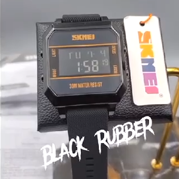 skmei x 2 Skmei Waterproof Rubber Strap Digital Display Wristwatch